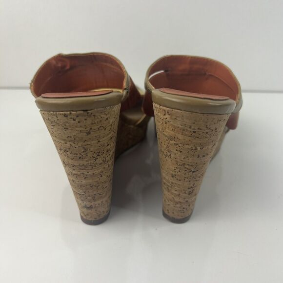 Ann Marino Wedge Sandals Brown Orange And Yellow Size 7M - Picture 4 of 6